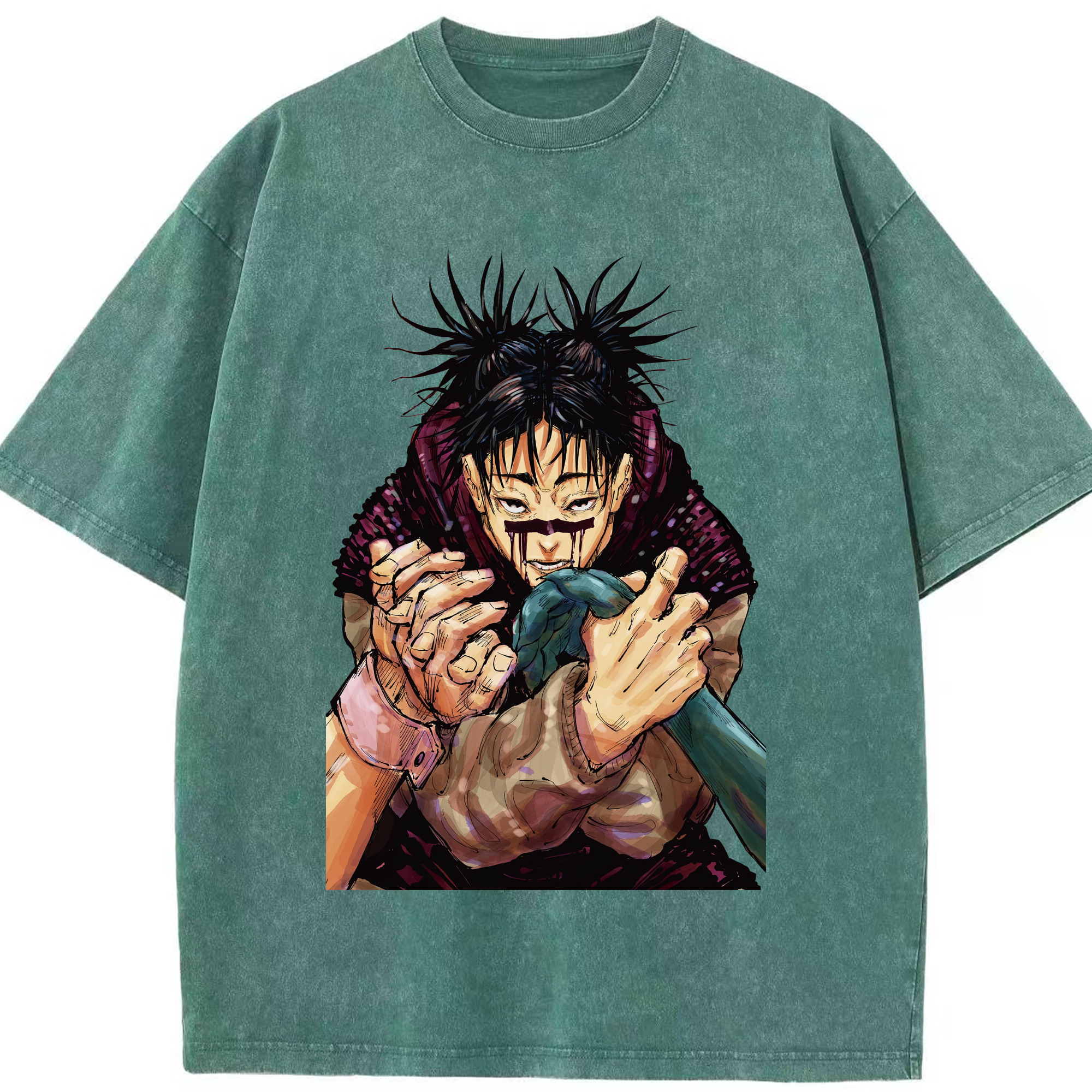 （画像用） 呪術廻戦 Jujutsu Kaisen 綿100% ヴィンテージ風 半袖Tシャツ（フロントプリント）